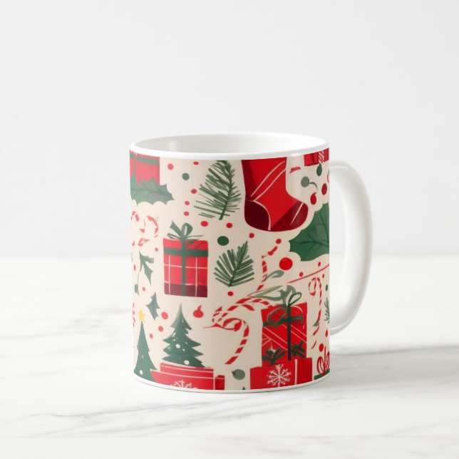 Red Green Festival Weihnachtsmuster Kaffeepause Ta Kaffeetasse (VorderseiteRechts)