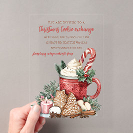 Red Green Festive Cookie Exchange Christmas Party Acryleinladungen