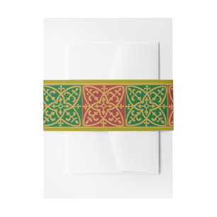 Red Green Fleur des Lis Holiday Pattern Einladungsbanderole