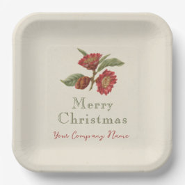 Red Green Floral Holiday individuell anpassbar Pappteller