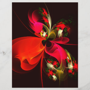 Red Green Floral Modern Abstrakt Art Pattern #02