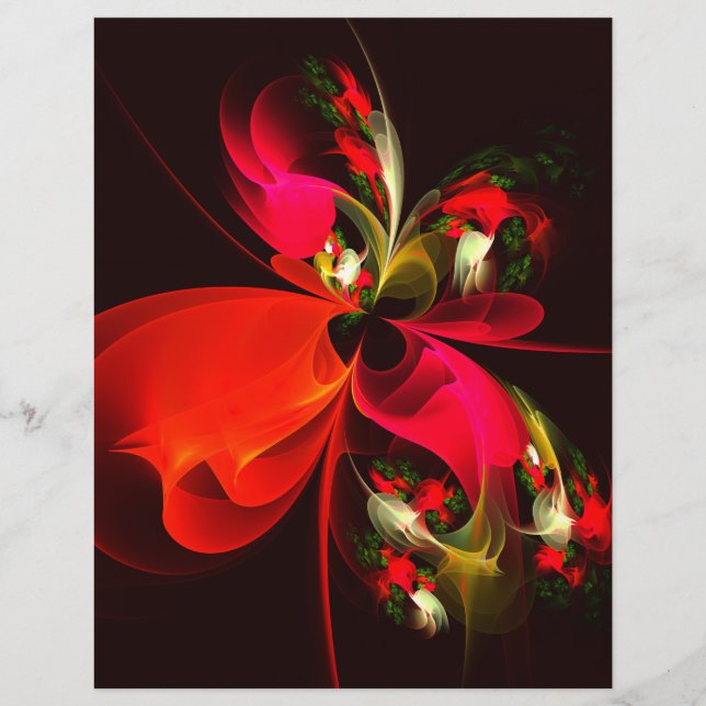 Red Green Floral Modern Abstrakt Art Pattern #02 (Vorderseite)