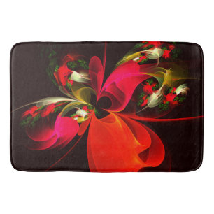 Red Green Floral Modern Abstrakt Art Pattern #02 Badematte