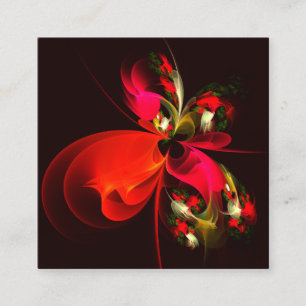 Red Green Floral Modern Abstrakt Art Pattern #02 Begleitkarte