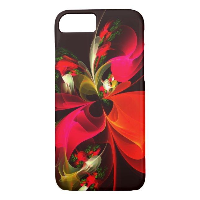 Red Green Floral Modern Abstrakt Art Pattern #02 Case-Mate iPhone Hülle (Rückseite)