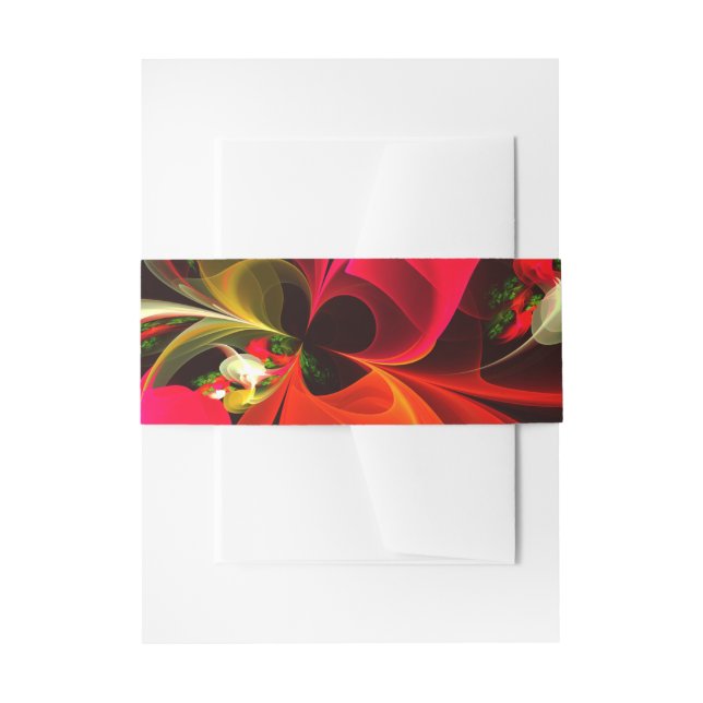 Red Green Floral Modern Abstrakt Art Pattern #02 Einladungsbanderole (Vorderseite Beispiel)