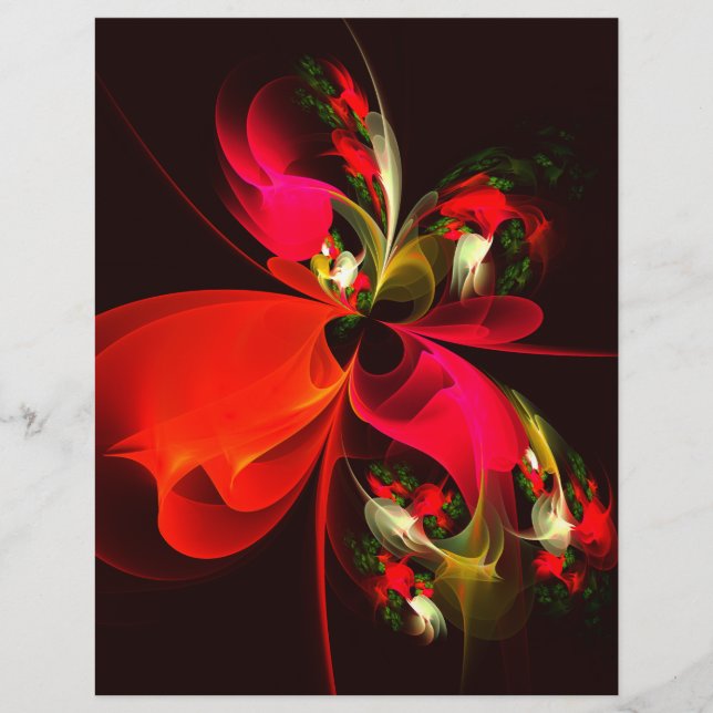 Red Green Floral Modern Abstrakt Art Pattern #02 Flyer (Vorne)