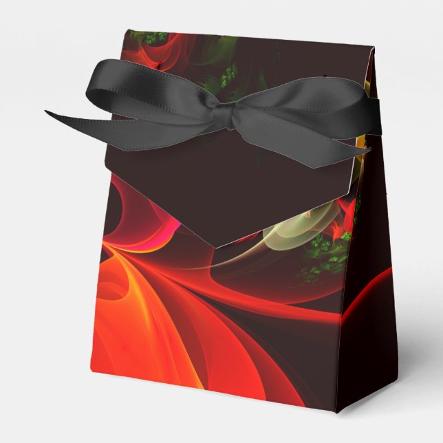 Red Green Floral Modern Abstrakt Art Pattern #02 Geschenkschachtel (Vorderseite)