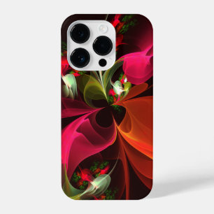 Red Green Floral Modern Abstrakt Art Pattern #02 iPhone 14 Pro Hülle