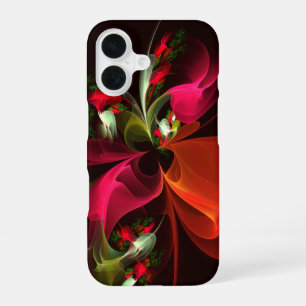 Red Green Floral Modern Abstrakt Art Pattern #02 iPhone 16 Hülle