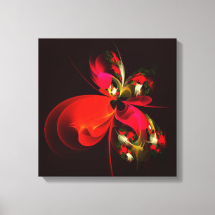 Red Green Floral Modern Abstrakt Art Pattern #02 Leinwanddruck
