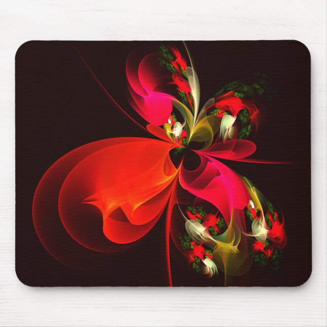 Red Green Floral Modern Abstrakt Art Pattern #02 Mousepad (Vorne)