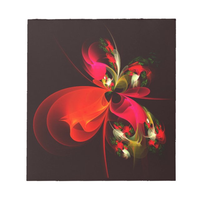 Red Green Floral Modern Abstrakt Art Pattern #02 Notizblock (Vorderseite)