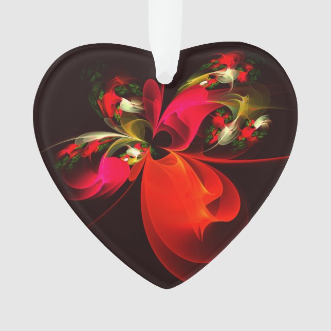 Red Green Floral Modern Abstrakt Art Pattern #02 Ornament (Vorderseite)