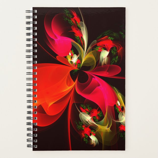 Red Green Floral Modern Abstrakt Art Pattern #02 Planer (Vorderseite)