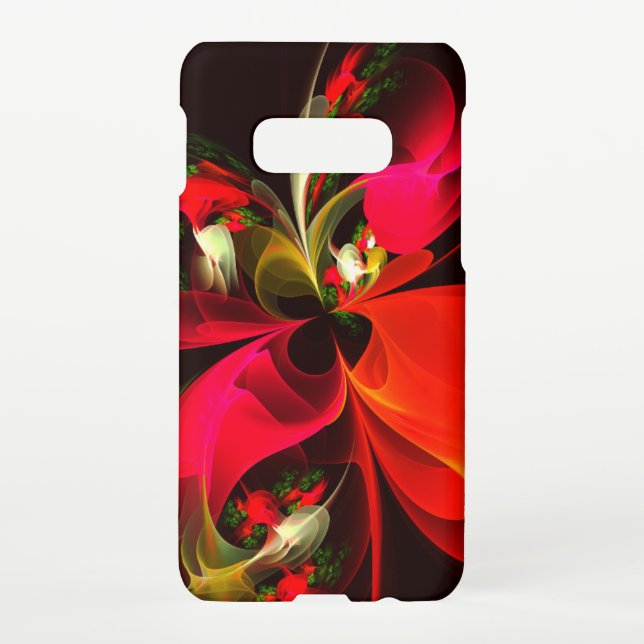 Red Green Floral Modern Abstrakt Art Pattern #02 Samsung Galaxy Hülle (Rückseite)