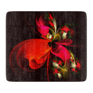 Red Green Floral Modern Abstrakt Art Pattern #02 Schneidebrett