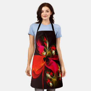 Red Green Floral Modern Abstrakt Art Pattern #02 Schürze