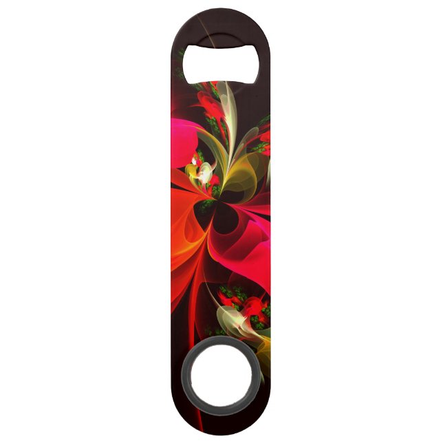 Red Green Floral Modern Abstrakt Art Pattern #02 Speed Flaschenöffner (Vorderseite)