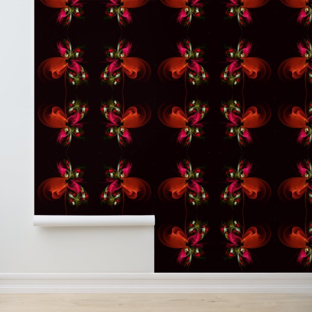 Red Green Floral Modern Abstrakt Art Pattern #02 Tapete (Anwendung)