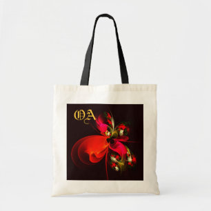 Red Green Floral Modern Abstrakt Art Pattern #02 Tragetasche