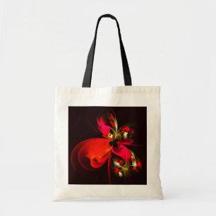 Red Green Floral Modern Abstrakt Art Pattern #02 Tragetasche