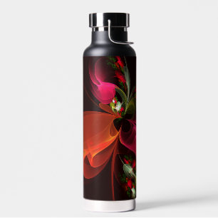Red Green Floral Modern Abstrakt Art Pattern #02 Trinkflasche
