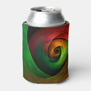 Red Green Floral Modernes Abstraktes Kunstmuster # Dosenkühler