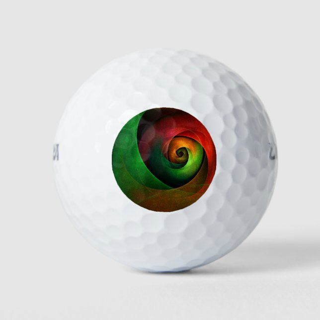 Red Green Floral Modernes Abstraktes Kunstmuster # Golfball (Vorderseite)