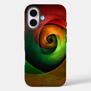 Red Green Floral Modernes Abstraktes Kunstmuster # iPhone 16 Hülle