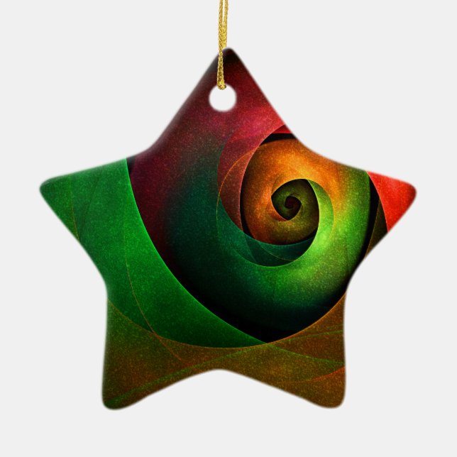 Red Green Floral Modernes Abstraktes Kunstmuster # Keramik Ornament (Vorne)