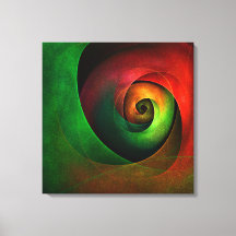 Red Green Floral Modernes Abstraktes Kunstmuster #
