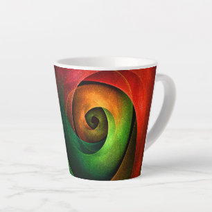Red Green Floral Modernes Abstraktes Kunstmuster # Milchtasse