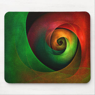 Red Green Floral Modernes Abstraktes Kunstmuster # Mousepad
