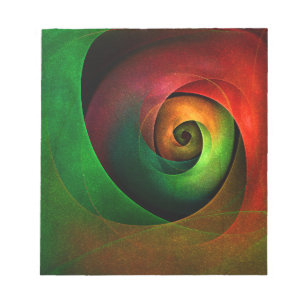 Red Green Floral Modernes Abstraktes Kunstmuster # Notizblock