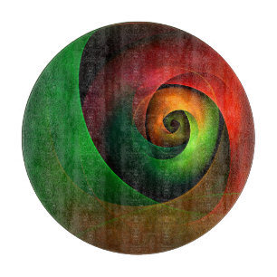 Red Green Floral Modernes Abstraktes Kunstmuster # Schneidebrett