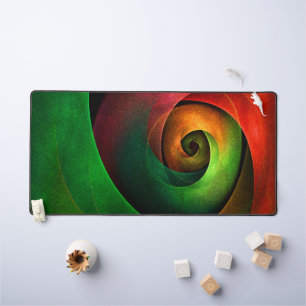 Red Green Floral Modernes Abstraktes Kunstmuster # Schreibtischunterlage