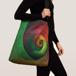 Red Green Floral Modernes Abstraktes Kunstmuster # Tragetaschen Mit Langen Trägern