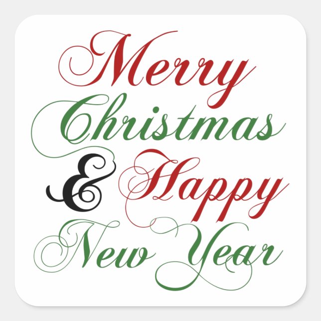 Red Green frohe Weihnachts-glückliche Neujahrsbots Quadratischer Aufkleber (Vorderseite)