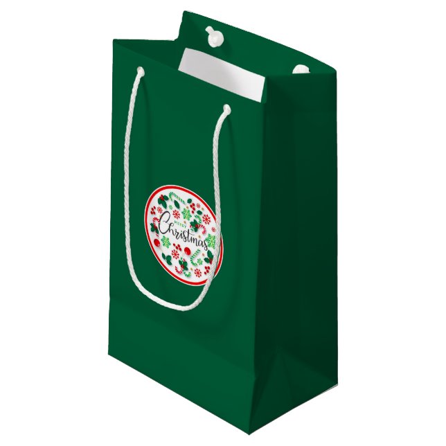 Red Green frohe Weihnachtsfeier Kleine Geschenktüte (Vorderseite Schrägansicht)