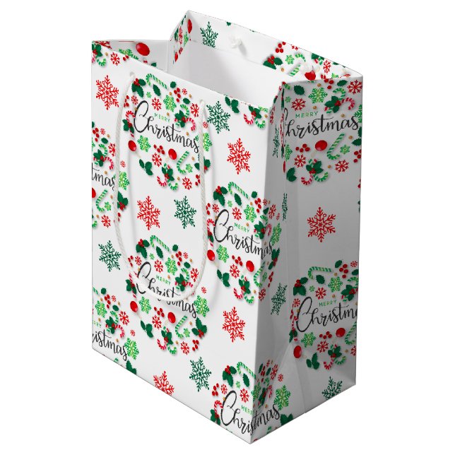 Red Green frohe Weihnachtsfeier Mittlere Geschenktüte (Rückseite Schrägansicht)