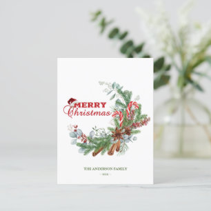 Red Green Frory Weihnachtstypografie Grüne Postkarte