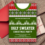 Red Green Funny Tacky Ugly Sweater Weihnachts-Part Einladung<br><div class="desc">Mit dieser lustigen,  hässlichen Pullover-Party Einladung mit moderner Typografie laden wir Sie ein. Fügen Sie einfach Ihre Veranstaltungsdetails zu dieser einfach zu bedienenden Vorlage hinzu,  um sie zu einer einmaligen Einladung zu machen.</div>