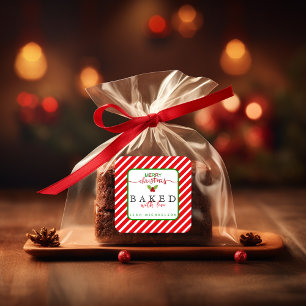 Red Green gebacken mit Liebe Weihnachten Quadratischer Aufkleber