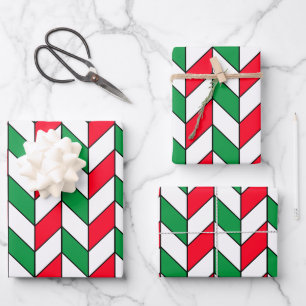 Red Green Geometric Muster Geschenkpapier Set
