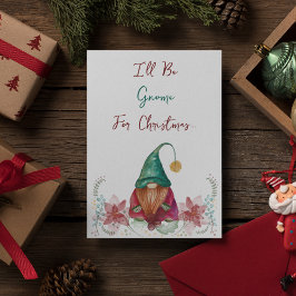 Red Green Gnome Holly Berry Poinsettia Aquarell Einladung