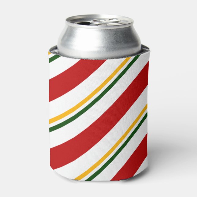 Red Green & Gold Candy Cane Weihnachten Dosenkühler (Kanne Vorderseite)
