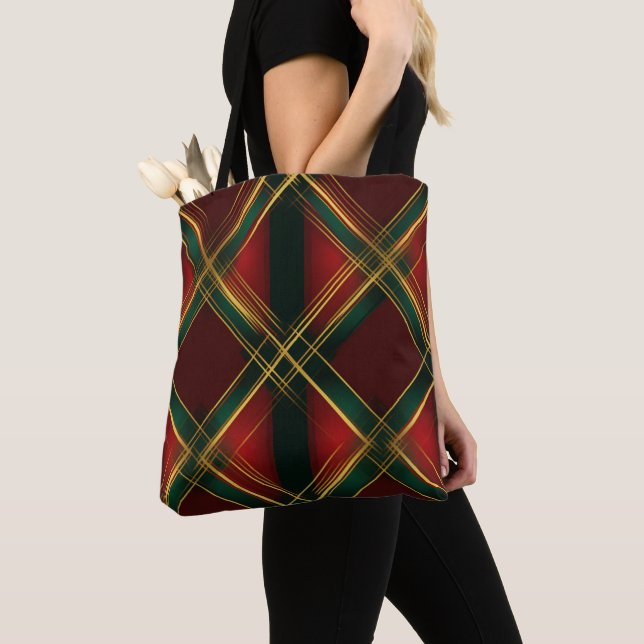 RED GREEN GOLD CHRISTMAS URLAUB KARIERTE MUSTER TASCHE (Von Nahem)