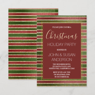 Red Green - Gold Foil Noël Fête Invitation
