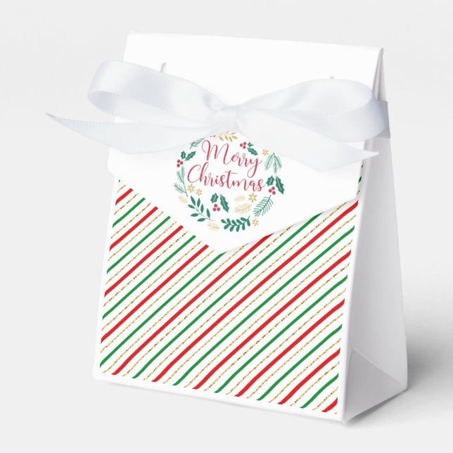 Red Green Gold Frohe Weihnachtsmuster Geschenkschachtel (Vorderseite)